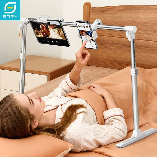 EARY Tablet-Ständer und Telefonhalter für Bettgestelle, höhenverstellbare Halterung für iPhone, Samsung und iPad von 4,7 bis 12,9 Zoll - Bild 1