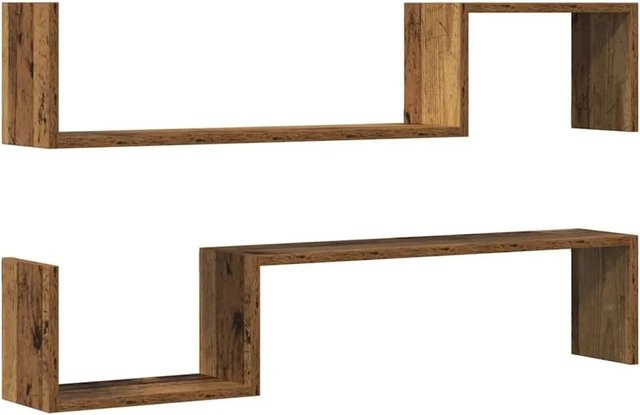 vidaXL Wandregale 2er Set in Altholz-Optik braun aus Holzwerkstoff B/H/T: 100 x 20 x 15 cm - Bild 1
