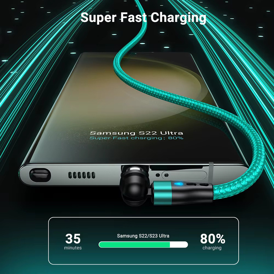 AUFU PD 60W Magnetkabel USB-C auf USB-C für Schnellladung, Schwarz - Bild 3