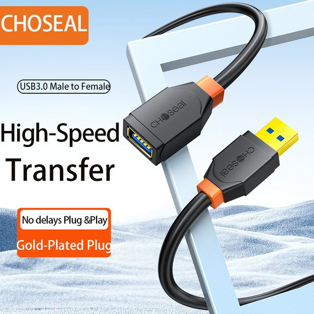 CHOSEAL USB 3.0 Verlängerungskabel in Schwarz, Stecker auf Buchse mit 5 Gbit/s SuperSpeed-Datensynchronisation für Computermonitore - Bild 1