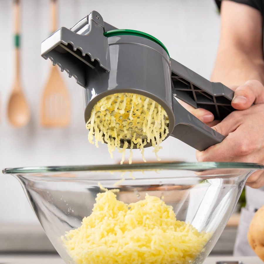 Fackelmann Kartoffelpresse mit ergonomischem Griff, Grau, 4-teilig - Bild 3