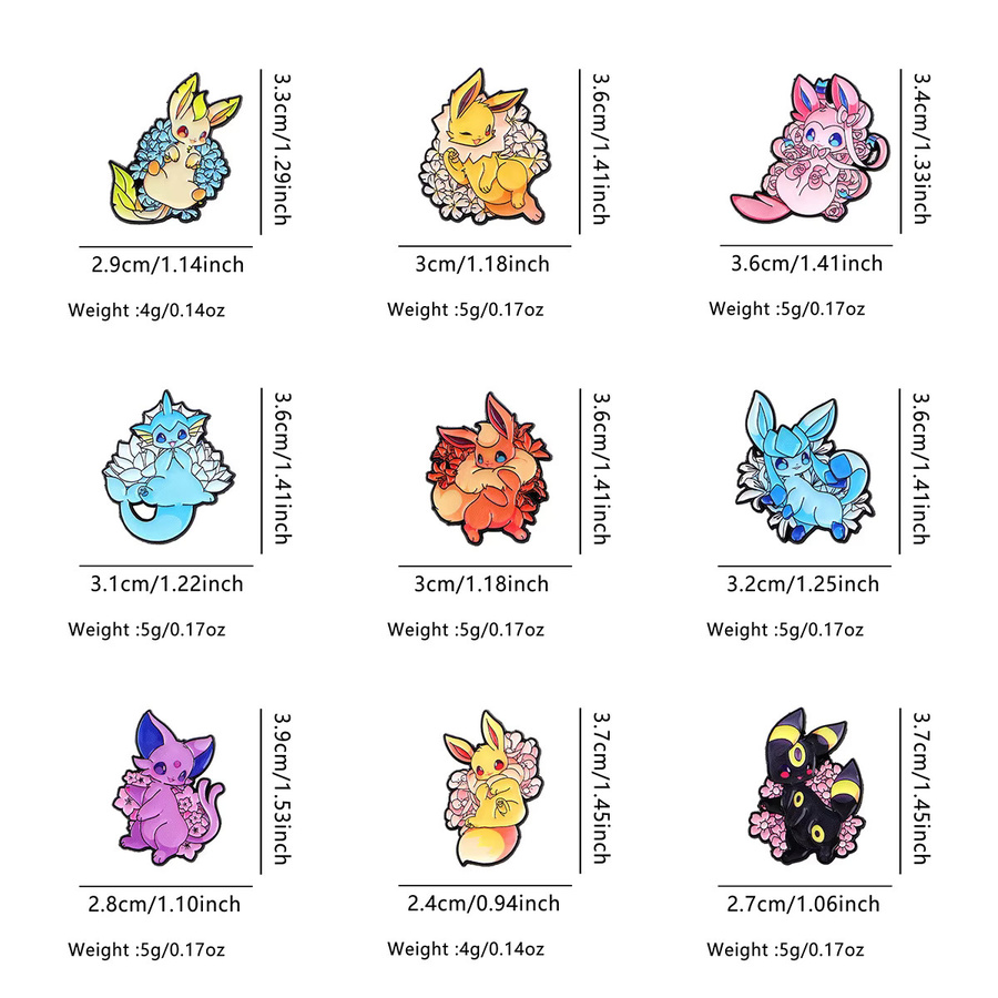 Bandai Pokémon Eeveelutions Emaille-Anstecknadeln, 9-teiliges Set - Bild 2