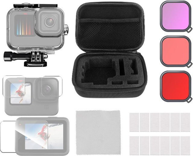 Andoer Wasserdichtes Sportkamera-Unterwassergehäuse mit Aufbewahrungskoffer, bunt und transparent, kompatibel mit GoPro Hero 10 und GoPro Hero 9 - Bild 1