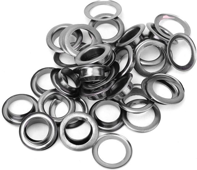 DIYelecs Messing Ösen für Lederhandwerk und Kleidung, 100 Stück, Schwarz, 6 mm - Bild 1