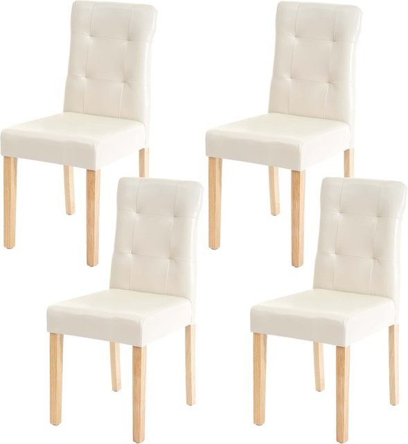 4er-Set Esszimmerstühle MCW E58 aus Kunstleder in Beige mit Kautschukholz-Beinen - Bild 1
