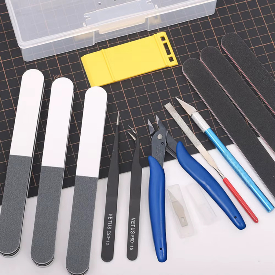 SANMERSEN Modellbau Werkzeug-Set mit Scalpel #11 und Gravurmessern aus Metall in Silber und Bunt - Bild 2