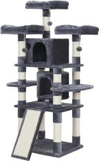 FEANDREA Kratzbaum für Katzen in Grau mit Höhle, integriertem Spielzeug und Sisal-Elementen, Höhe: 170 cm - Bild 6