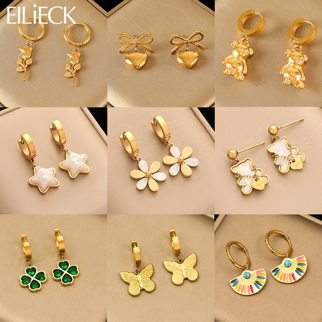 EILIECK Ohrringe, Edelstahl, Gold, Damen - Bild 1