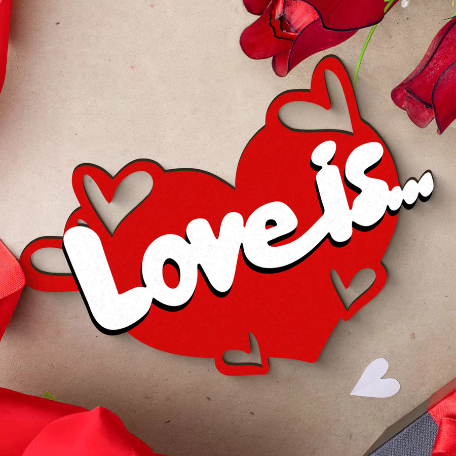 Roter herzförmiger Liebesanhänger als Wanddekoration für Valentinstag und Hochzeit - Bild 2