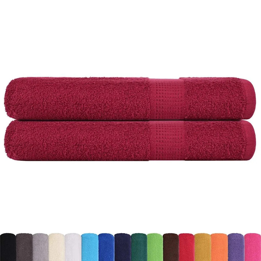 vidaXL Saunatücher 2er-Set Bordeauxrot aus 100% Baumwolle, Breite: 80 cm, Länge: 200 cm, 360 g/m² - Bild 2