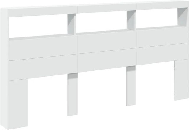 vidaXL LED-Kopfteil in Weiß mit integrierter Beleuchtung, Ablage und USB-Ladeport, B/T/H: 200 x 17 x 102 cm - Bild 1