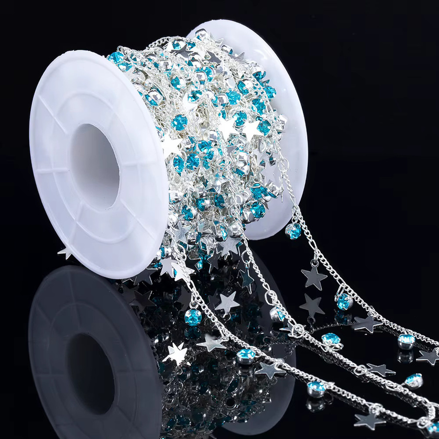 Anhänger Stern, Blau, Glas, Strass, Kupfer, Silber, Kristall - Bild 4