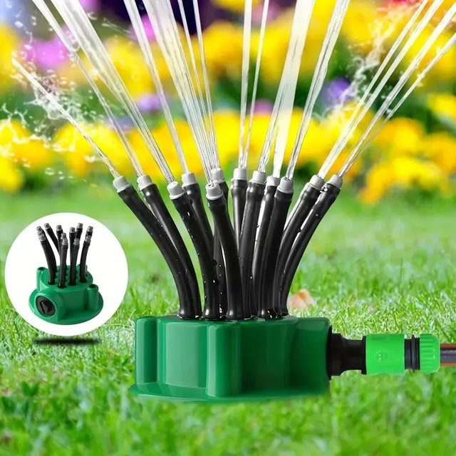 Automatischer 360 Grad Garten Sprinkler für Rasen und Gras in Grün - Bild 1