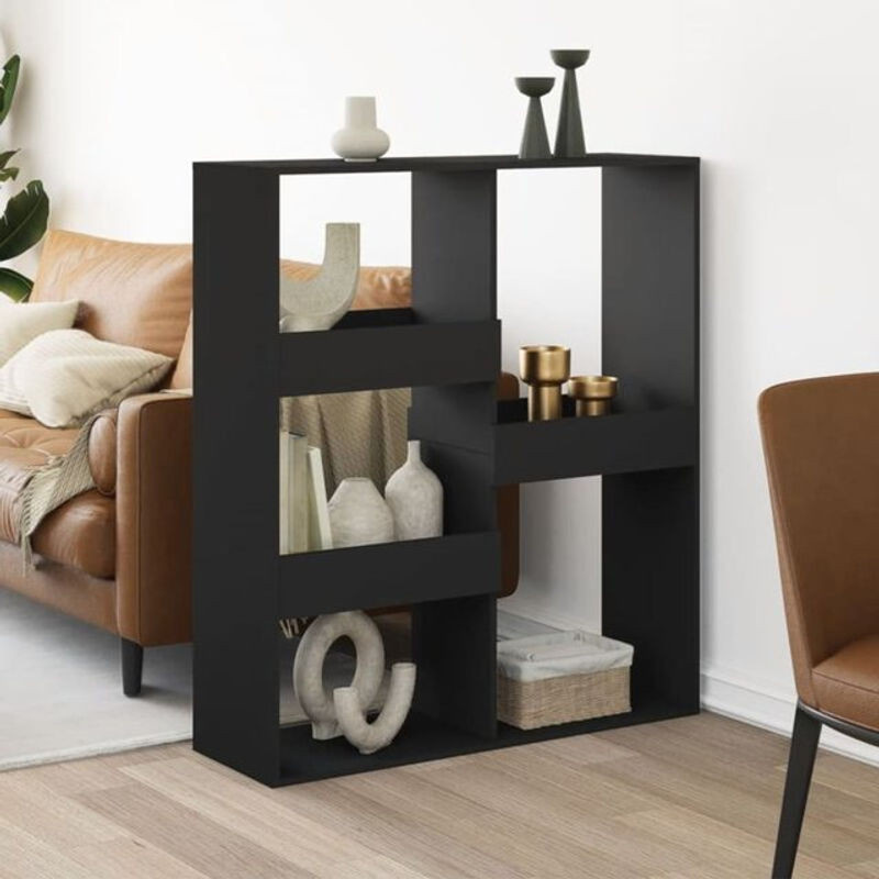 Vidaxl Raumteiler aus Holzwerkstoff in Schwarz, freistehend, B/T/H: 100 x 33 x 115 cm - Bild 1