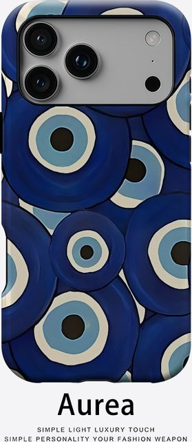 Evil Eye Handyhülle für iPhone 17 16 15 14 13 Pro Max Plus, magnetische Double-Layer Tough Case, Blau - Bild 1