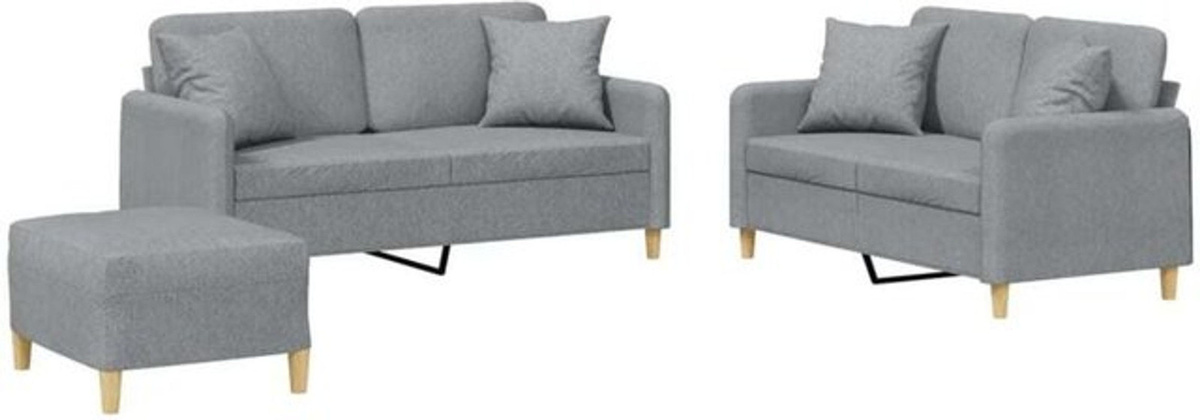 Vidaxl 3-teilige Sofagarnitur in Grau aus Stoff und Metall im modernen Design - Bild 1