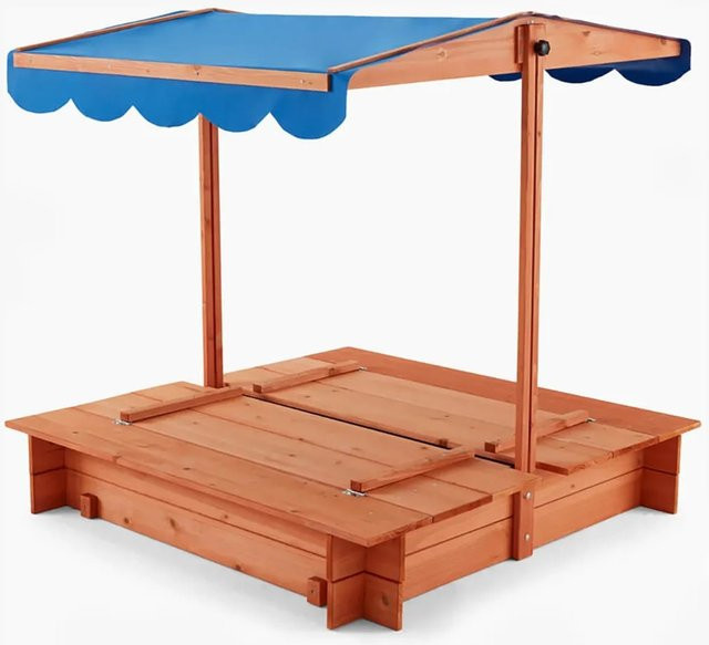Home Deluxe Sandkasten Buddelkiste mit Sonnensegel in Holzfarben, B/T: 110 x 110 cm - Bild 1