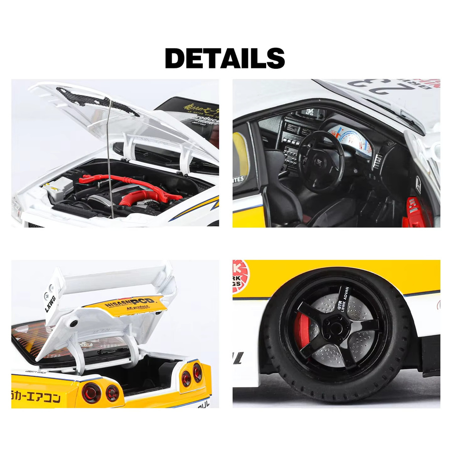 WELLY GTR R34 Skylin S15 LBWK Legierung Auto Modell, 1:18, mit Sound und Licht - Bild 4