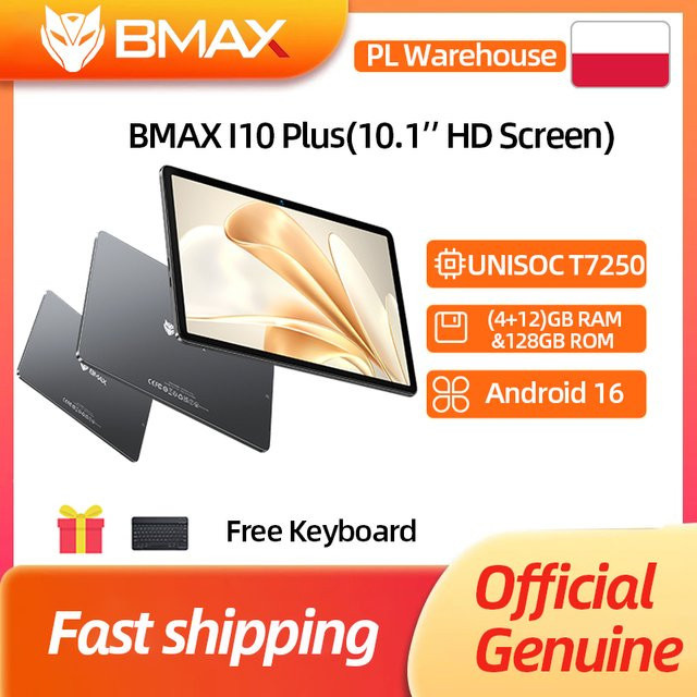 BMAX I10 Plus Tablet mit 10,1 Zoll IPS LCD, UNISOC T7250 8-Kern Prozessor, 16 GB RAM, 128 GB ROM, 6000mAh Akku, Android, WLAN und Bluetooth - Bild 1