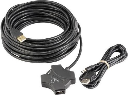 Renkforce USB-Hub RF-6270930 mit 4 USB-A Ports USB 2.0 480MBit/s und eingebautem Repeater Schwarz - Bild 1