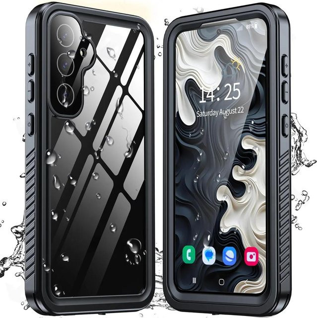 Wasserdichtes Luxus Case aus Aluminium und Metall für Samsung S23 Ultra und Samsung F12 in Schwarz und Transparent - Bild 1