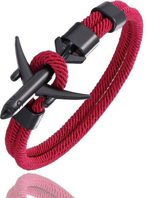 Armband Flugzeug London Skyline, Zinklegierung, 21cm, Herren, wein rot - Bild 1