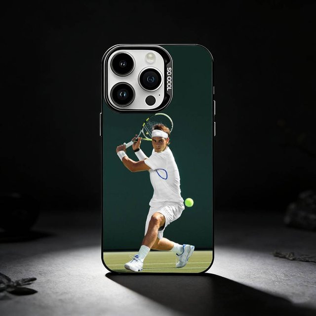 Handyhülle mit Rafael Nadal Tennis Design für iPhone 17, 16, 15, 14, 13, 12, 11 Pro Max, XS in Silber und Mehrfarbig - Bild 1