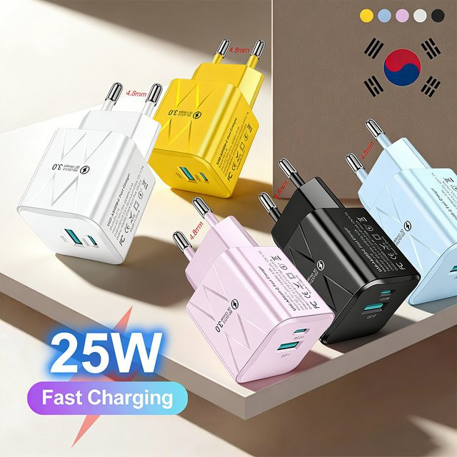 GUSEYEE 25 W USB C Schnellladegerät mit 2 Ports als Mini Reisestecker für iPhone 15 Pro Max, Xiaomi 14 und OnePlus - Bild 1