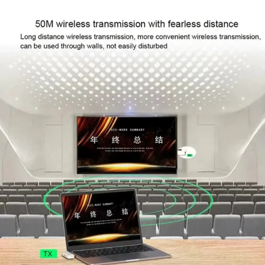 VIKEFON Kabelloser HDMI Video-Sender und Receiver-Extender-Adapter mit USB-C, Reichweite 50 m, Weiß oder Orange - Bild 4