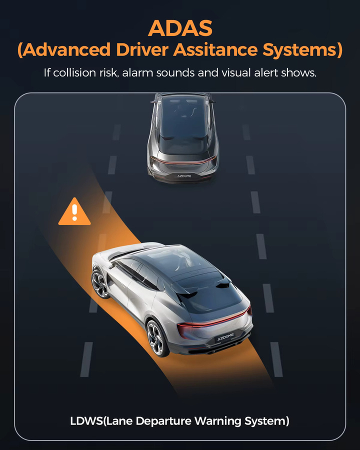 AZDOME Dashcam M17 Pro mit Front- und Heckkamera, 3K+1080P Auflösung, WiFi 6, ADAS, Sprachsteuerung und 24H Parkmodus, Schwarz - Bild 3