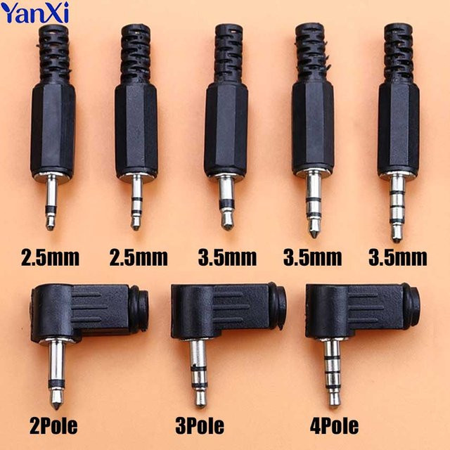 ChengHaoRan Audiostecker Adapter Set in Schwarz für DIY Kopfhörer und Mikrofone mit 2,5 mm und 3,5 mm Klinkensteckern (Mono/Stereo) - Bild 1