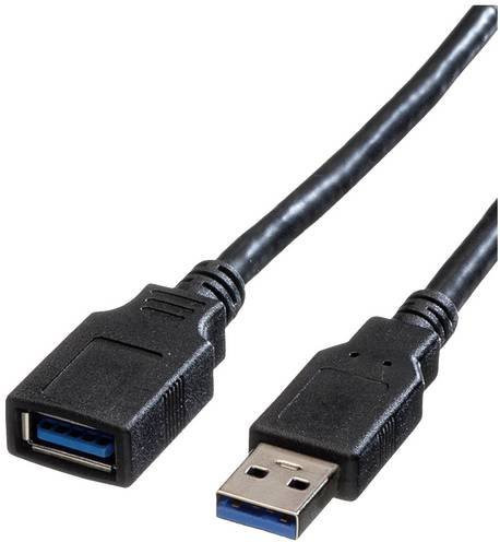 Roline USB 3.2 Gen1 Kabel mit USB-A Stecker und USB-A Buchse, Schwarz, 0,80 m - Bild 1