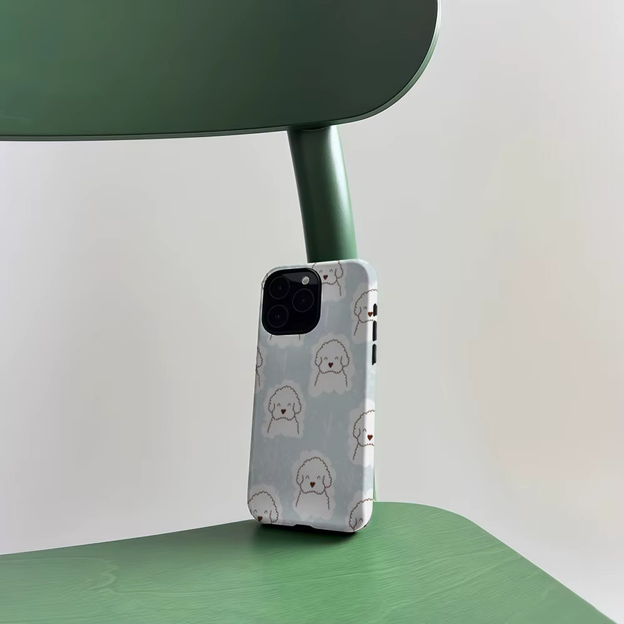 CaseLumi Matte Bumper MagSafe Hülle für iPhone 17 16 15 14 13 Pro Max mit weißem Pudelmotiv in Weiß und Multicolour - Bild 4