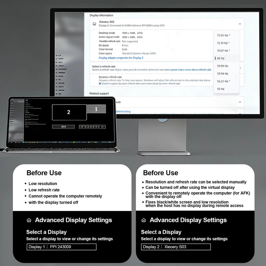HDMI EDID Emulator xieoery Full HD 1920x1080 60Hz Dummy-HDMI-Stecker für Remote-Desktop und Multi-Monitor-Server - Bild 2