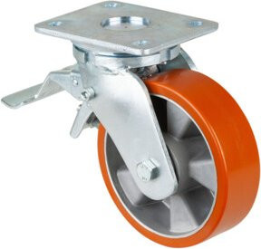 BS Schwerlastrolle RR120.B90.160 aus Aluminium in Orange mit Schraubbefestigung - Bild 1