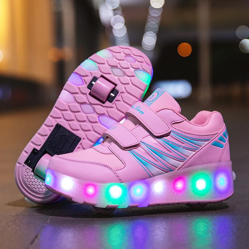 Molly Show Wiederaufladbare Doppelrollschuhe mit LED-Beleuchtung, rot - Bild 2