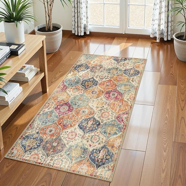 Lodestar Teppich Läufer Böhmen Gelbes Rankenmuster Vintage Creme Multi B/T: 50 x 150 cm - Bild 1