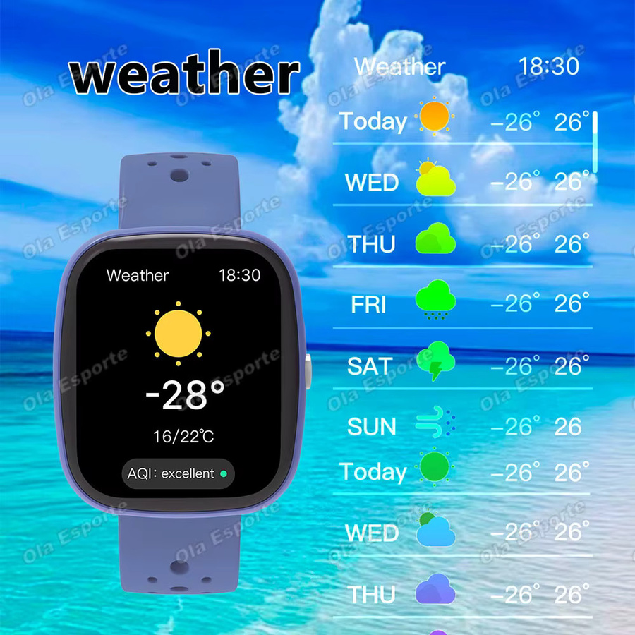Ola Esporte Smartwatch mit LED-Taschenlampe und drahtloser Anruffunktion in Pink für Android und iOS - Bild 3