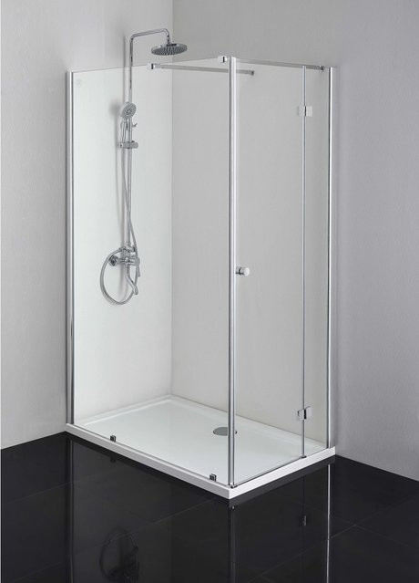 Sanotechnik Schwenktür in Chrom Silber, B/T/H: 78,0 x 195,0 cm - Bild 1