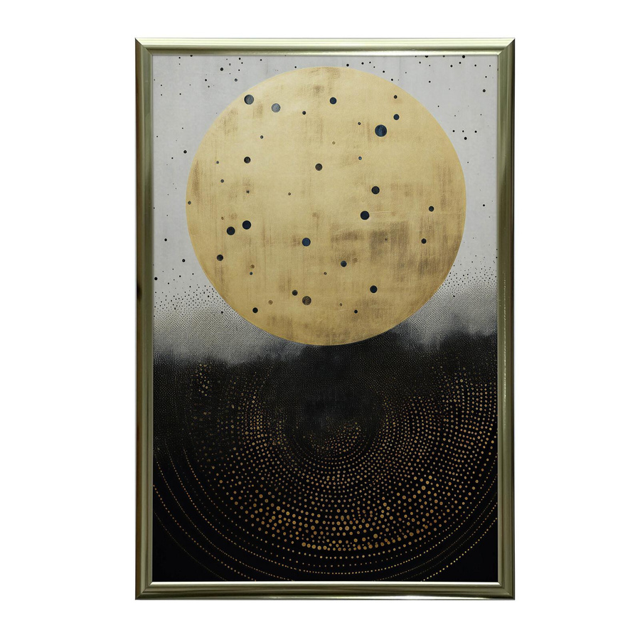Goldener Kosmischer Kreis Wandbild von iKable in Gold und Dunkelbraun mit Holzrahmen, B/H: 30 x 40 cm - Bild 2