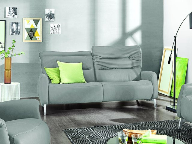 Sofa MONDO RECREO 2,5 Sitzer aus Echtleder in Anthrazit Grau mit Armlehnen - Bild 1