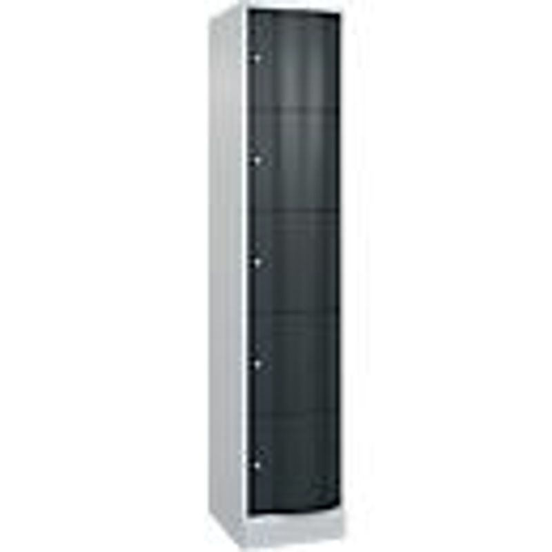 C+P Schließfachschrank Resisto mit 5 Fächern, Lichtgrau/Anthrazitgrau, B/T/H: 39,6 x 54,0 x 195,0 cm - Bild 2