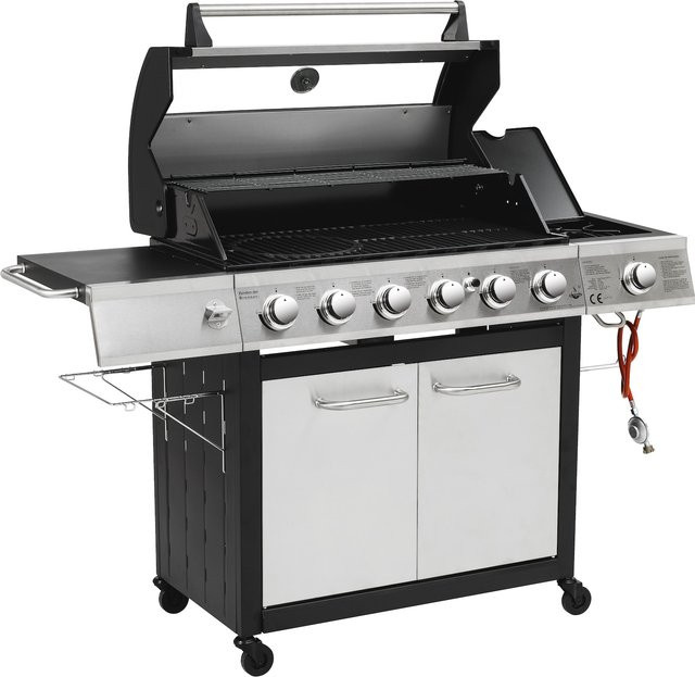 El Fuego Edelstahl-Gasgrill Long Beach mit Seitenbrenner und gusseisernen Komponenten, B/T/H: 161 x 121 x 59,5 cm - Bild 1