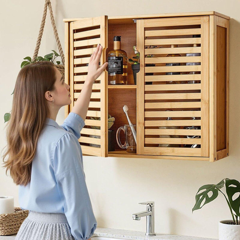 Buying Solutions MB Badezimmer-Wandschrank in Weiß mit 2 Türen und verstellbarem Einlegeboden zur Wandmontage - Bild 4