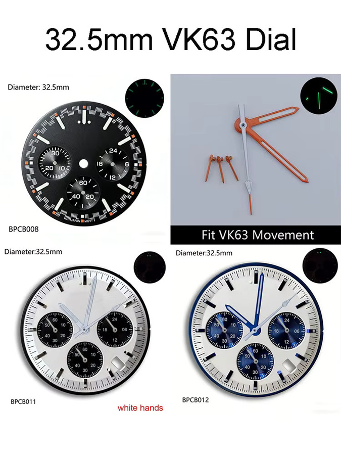 Chronographen-Zifferblatt VK63, Grün-Blau, 32,5 mm, Unisex - Bild 4