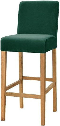 Dehnbarer Stuhlbezug aus Plüsch-Samt für Esszimmer und Barhocker, Einfarbig, Dunkelgrün - Bild 1