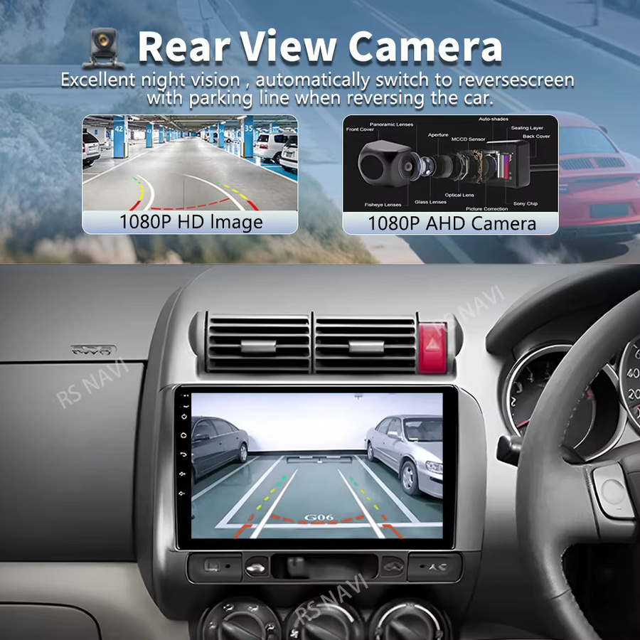 RSNAVI Android 16 Multimedia Autoradio für Honda Jazz GD 2001-2008 mit 2K QLED Display, GPS, 4G, CarPlay und Videoplayer in Schwarz - Bild 2