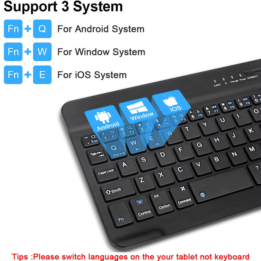 Kebidumei Bluetooth Mini-Tastatur in Schwarz für Laptop, Tablet, iPad, Android, iOS und Windows, wiederaufladbar - Bild 5