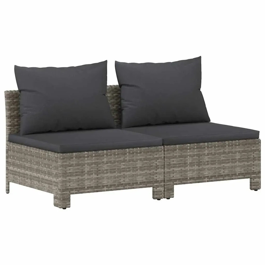 vidaXL Gartensofa 2-Sitzer aus Polyrattan mit Kissen in Grau - Bild 2