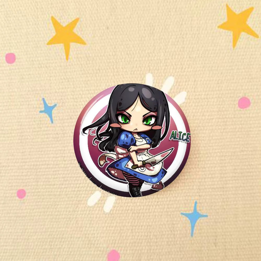 Kayou Alice Madness Returns Button-Pins aus Metall in Weiß und Multicolour, runde Abzeichen in 32 mm und 44 mm Durchmesser - Bild 4